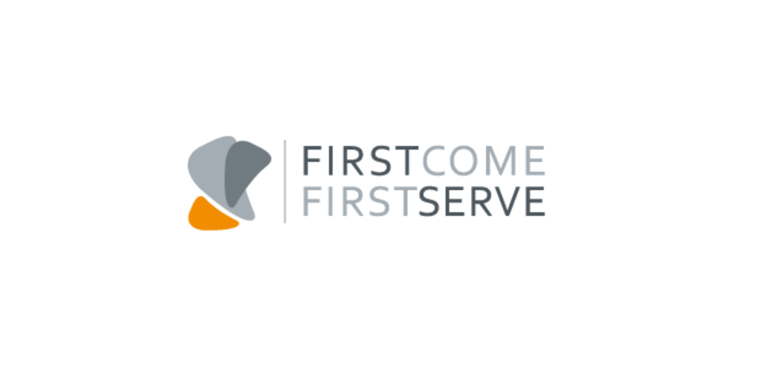 FIRST COME FIRST SERVE - Logo mit Schriftzug